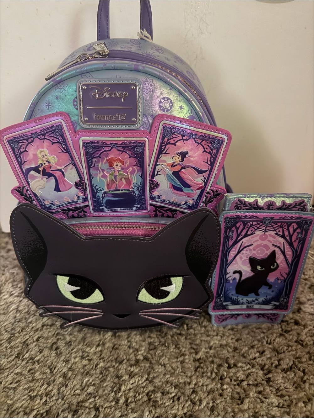 Loungefly Disney Hocus Pocus Tarot Card Binx Mini Backpack Set